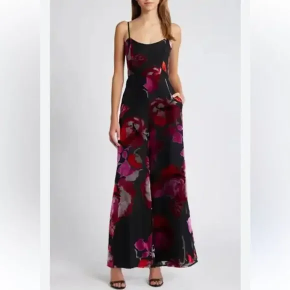 NWT Hutch Nalini Jumpsuit Floral Velvet Size 14